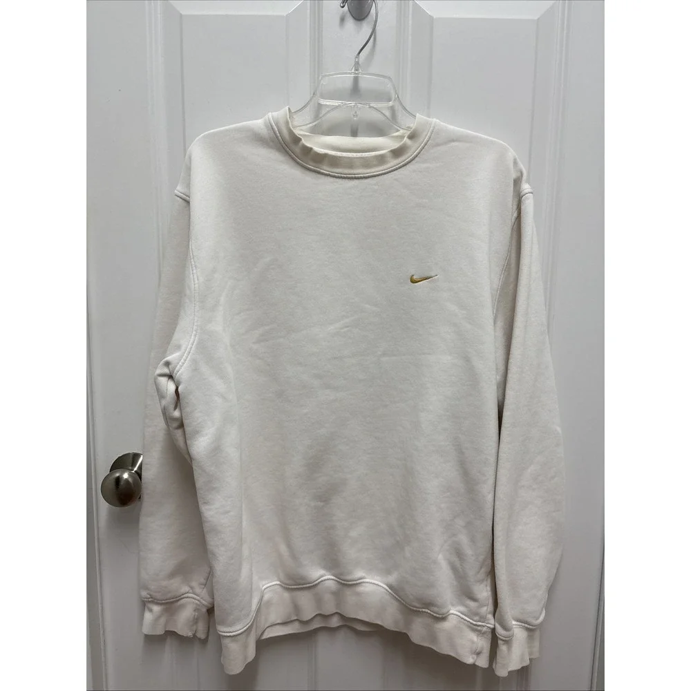 Vtg Nike White Tag 90's Men's‎ Size XL White Yellow Check Swoosh Sweatshirt USA